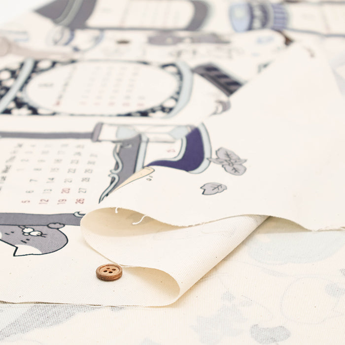 <Patterned Cut>2026 Calendar -  TEA TIME Cat (1 Pattern: Approx. 92cm × 60cm) - nomura tailor