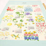 <Patterned Cut> 2026 Calendar - Seasonal Flowers (1 Pattern: Approx. 92cm × 60cm) - nomura tailor