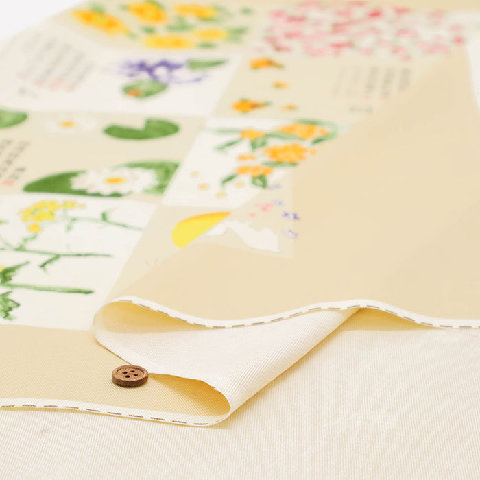 <Patterned Cut> 2026 Calendar - Seasonal Flowers (1 Pattern: Approx. 92cm × 60cm) - nomura tailor