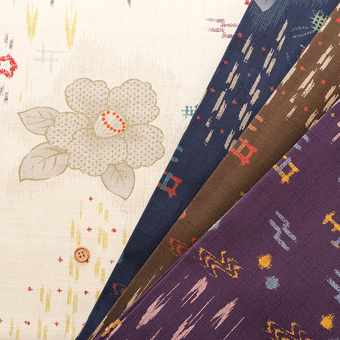 Cotton Southern Cross Fabric - Discharge Printing - Camellia Kasuri Pattern - nomura tailor