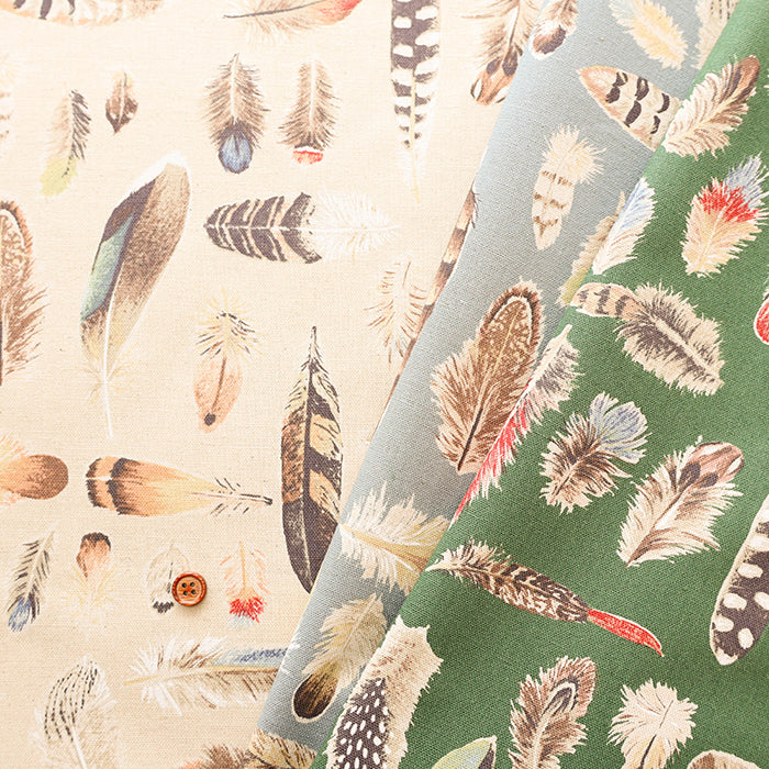 C/L Canvas Print Fabric - Feather - nomura tailor