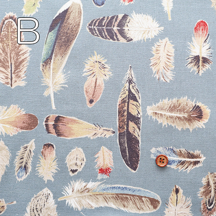 C/L Canvas Print Fabric - Feather - nomura tailor