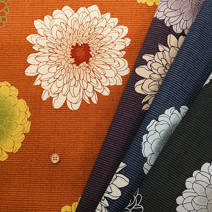 Cotton Southern Cross Fabric Discharge Printing - Ori-Ji Chrysanthemum Pattern - nomura tailor