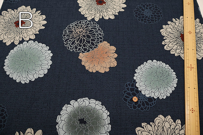 Cotton Southern Cross Fabric Discharge Printing - Ori-Ji Chrysanthemum Pattern - nomura tailor