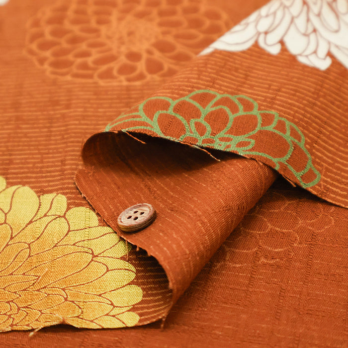 Cotton Southern Cross Fabric Discharge Printing - Ori-Ji Chrysanthemum Pattern - nomura tailor