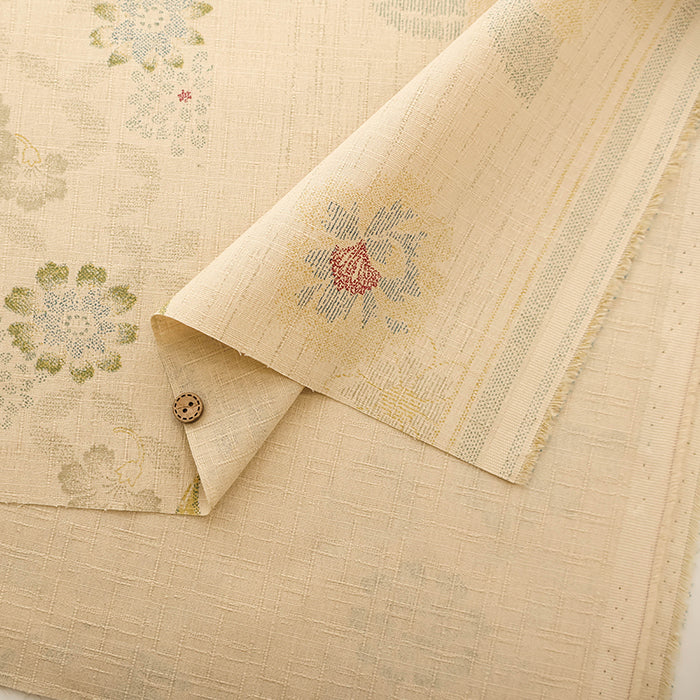 Cotton Southern Cross Fabric Discharge Printing - Flower Ball Stripe Pattern - nomura tailor