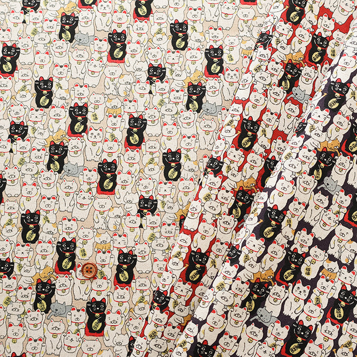 C/L Canvas Print Fabric - Maneki Neko - nomura tailor
