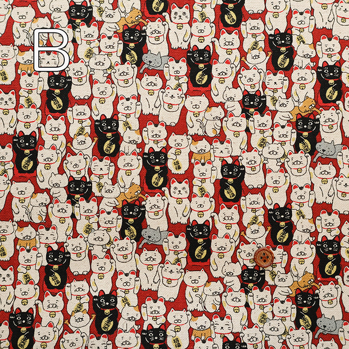 C/L Canvas Print Fabric - Maneki Neko - nomura tailor