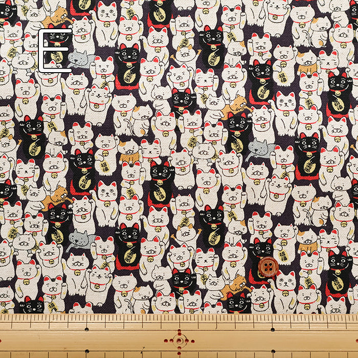 C/L Canvas Print Fabric - Maneki Neko - nomura tailor