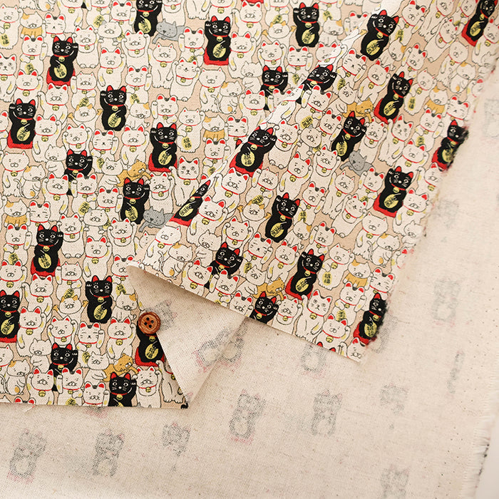 C/L Canvas Print Fabric - Maneki Neko - nomura tailor