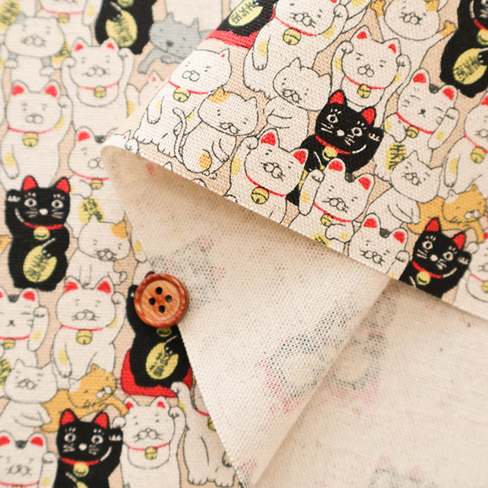 C/L Canvas Print Fabric - Maneki Neko - nomura tailor