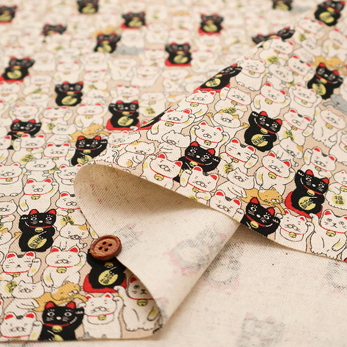 C/L Canvas Print Fabric - Maneki Neko - nomura tailor