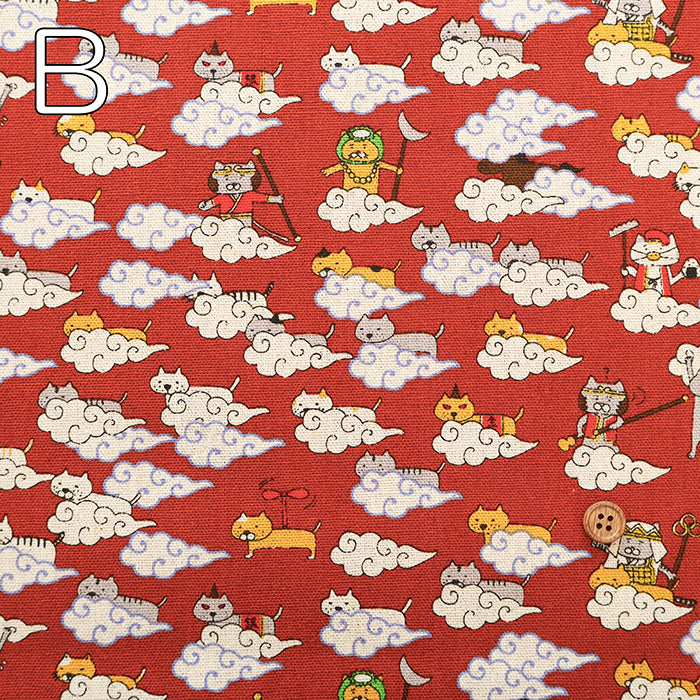 C/L Canvas Print Fabric - Cat Travel Journal - nomura tailor