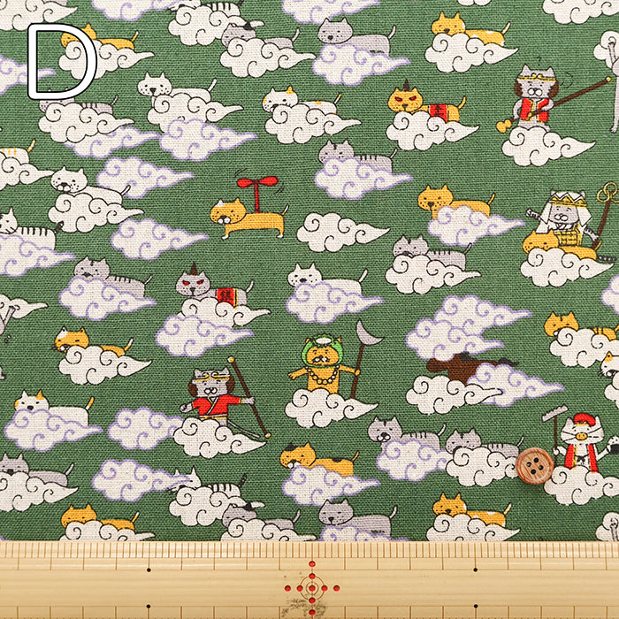 C/L Canvas Print Fabric - Cat Travel Journal - nomura tailor
