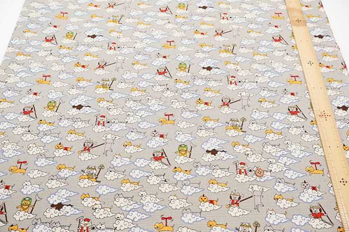 C/L Canvas Print Fabric - Cat Travel Journal - nomura tailor