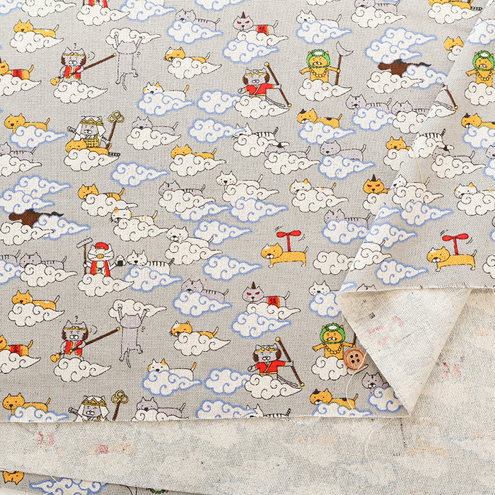 C/L Canvas Print Fabric - Cat Travel Journal - nomura tailor