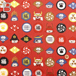 C/L Canvas Print Fabric - Family Crest Cat