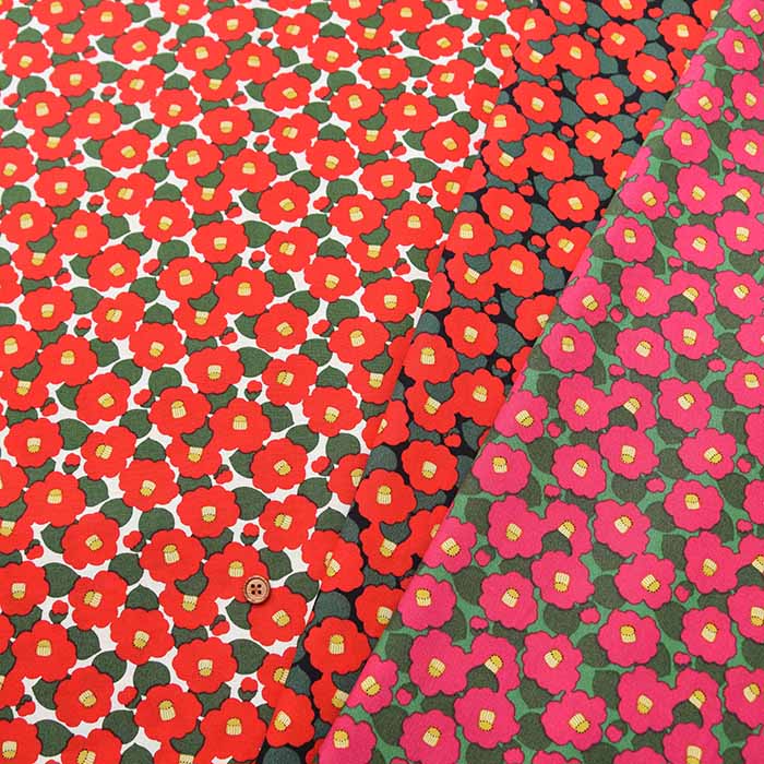 Cotton Broadcloth Printed Fabric - Small camellia - nomura tailor