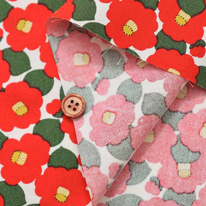Cotton Broadcloth Printed Fabric - Small camellia - nomura tailor