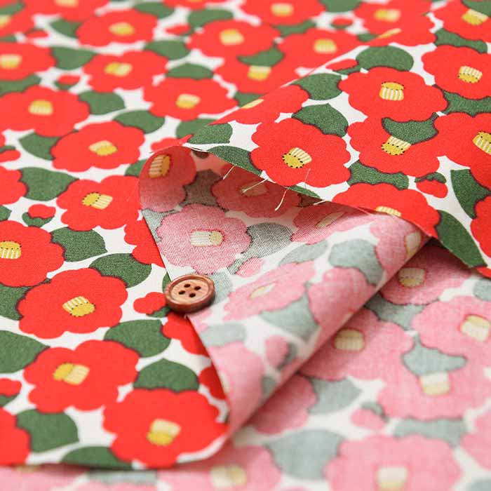 Cotton Broadcloth Printed Fabric - Small camellia - nomura tailor
