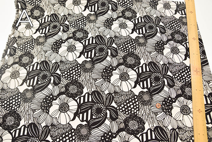 Cotton Corduroy Printed Fabric - Art Flower - nomura tailor
