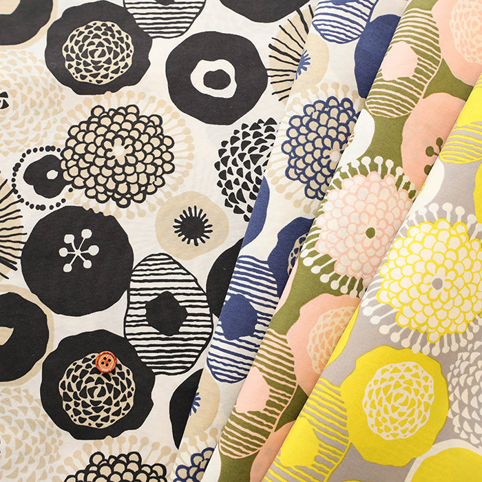 Water repellent Nylon Taffeta Fabric - Ink Blue Flowers - nomura tailor