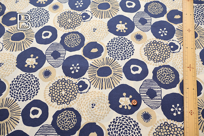 Water repellent Nylon Taffeta Fabric - Ink Blue Flowers - nomura tailor
