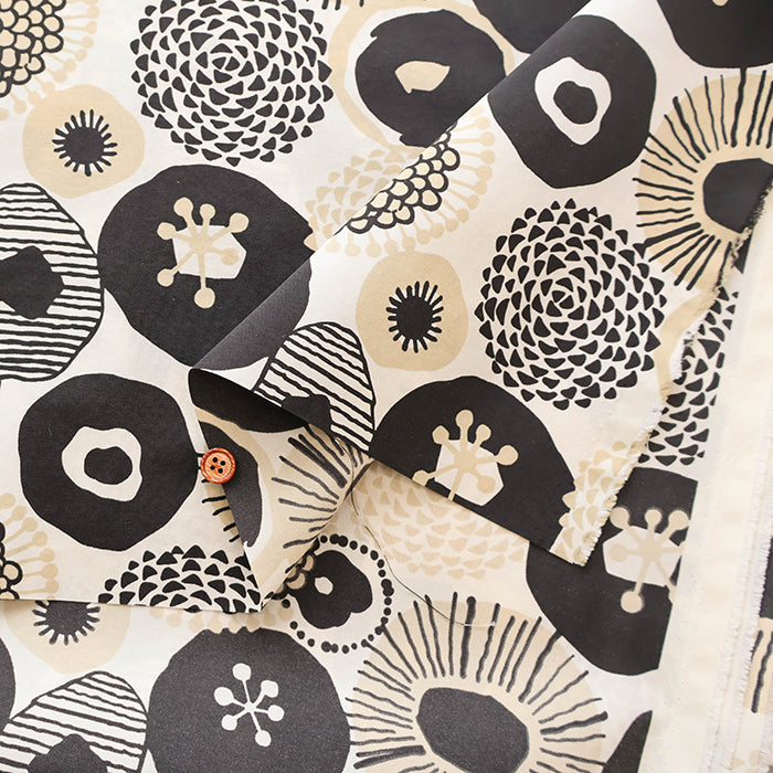 Water repellent Nylon Taffeta Fabric - Ink Blue Flowers - nomura tailor