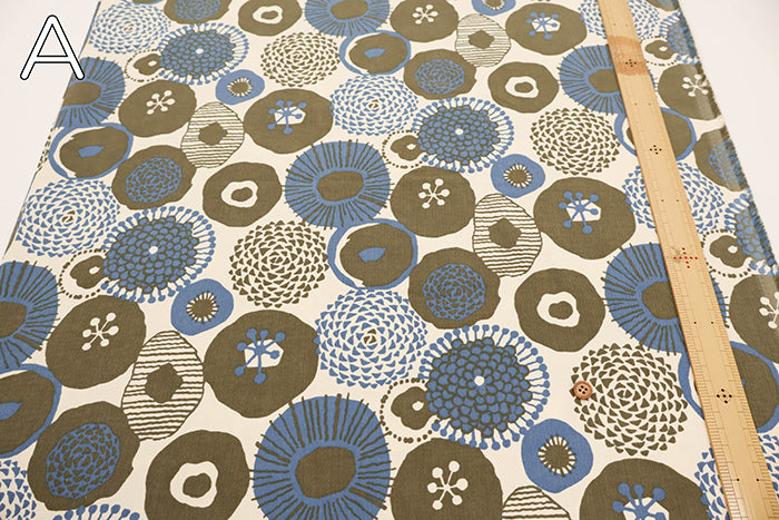 Cotton Shirt Cord Printed Fabric - Ink Blue Flowers - nomura tailor