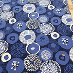 Cotton Shirt Cord Printed Fabric - Ink Blue Flowers - nomura tailor