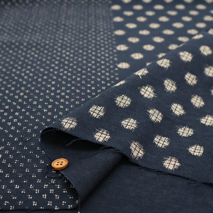 Cotton Kawachi Momen (Thick) Fabric - Stepped Field Ikat Patten - nomura tailor