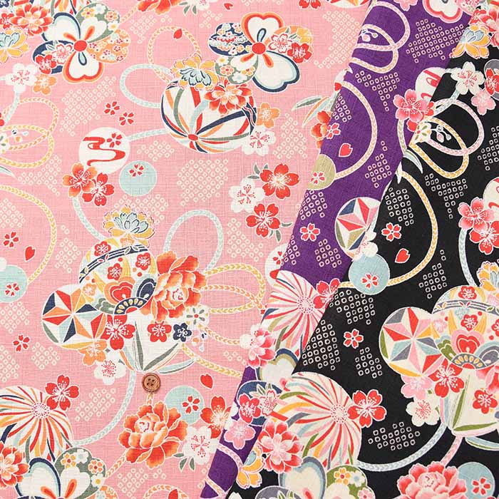 Cotton Dobby Printed Fabric - Japanese Ball - nomura tailor