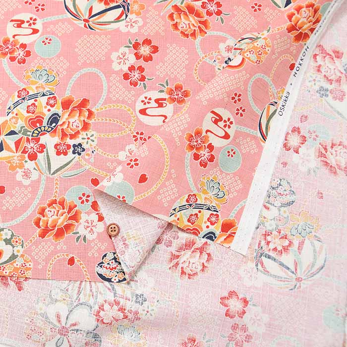 Cotton Dobby Printed Fabric - Japanese Ball - nomura tailor