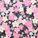 Cotton Dobby Gold Fabric - Japanese Pattern Cherry Blossoms - nomura tailor