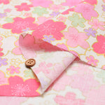 Cotton Dobby Gold Fabric - Japanese Pattern Cherry Blossoms - nomura tailor