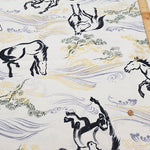 Cotton Dobby Fabric - Japanese Pattern Horse - nomura tailor