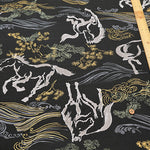 Cotton Dobby Fabric - Japanese Pattern Horse - nomura tailor