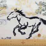 Cotton Dobby Fabric - Japanese Pattern Horse - nomura tailor