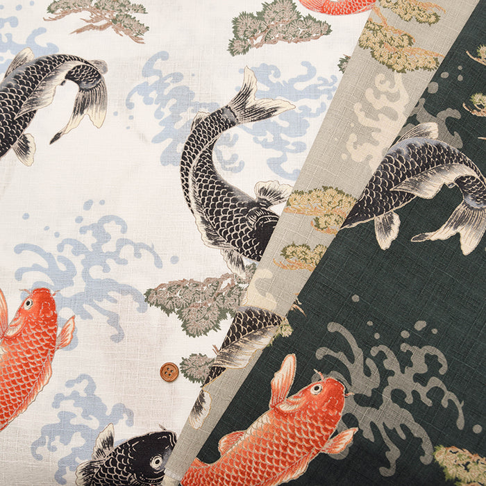 Cotton Dobby Fabric  - Japanese Pattern - Carp - nomura tailor
