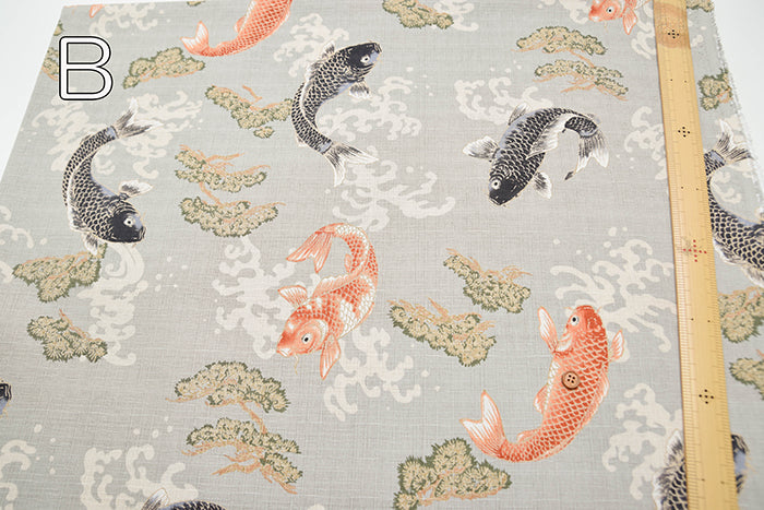 Cotton Dobby Fabric  - Japanese Pattern - Carp - nomura tailor