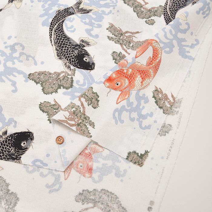 Cotton Dobby Fabric  - Japanese Pattern - Carp - nomura tailor