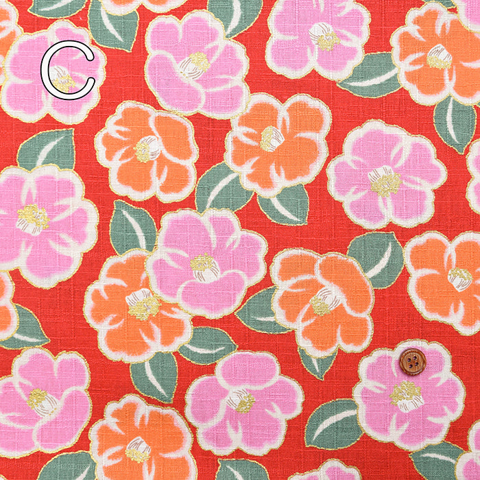 Cotton Dobby Fabric - Japanese Pattern - Camellia - nomura tailor