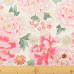 Cotton Dobby Fabric  - Japanese Pattern - Peony - nomura tailor