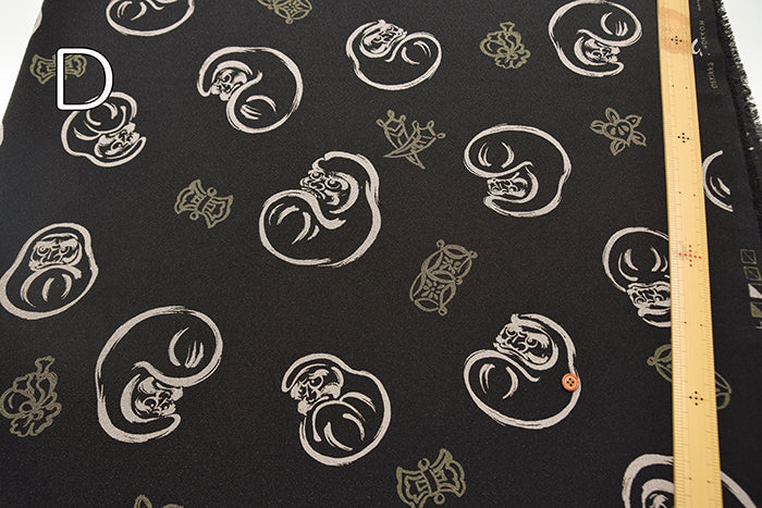 Polyester Chirimen (Crepe) Printed Fabric - Daruma - nomura tailor
