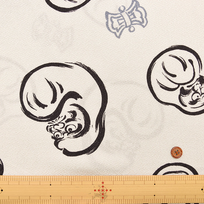 Polyester Chirimen (Crepe) Printed Fabric - Daruma - nomura tailor