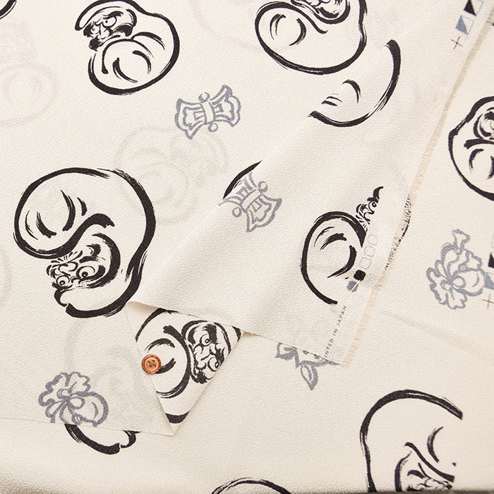 Polyester Chirimen (Crepe) Printed Fabric - Daruma - nomura tailor