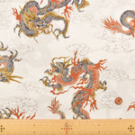 Polyester Chirimen (Crepe) Printed Fabric - Dragon - nomura tailor