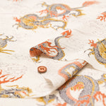 Polyester Chirimen (Crepe) Printed Fabric - Dragon - nomura tailor