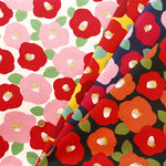 Cotton Shantung Print Fabric - Camellia - nomura tailor