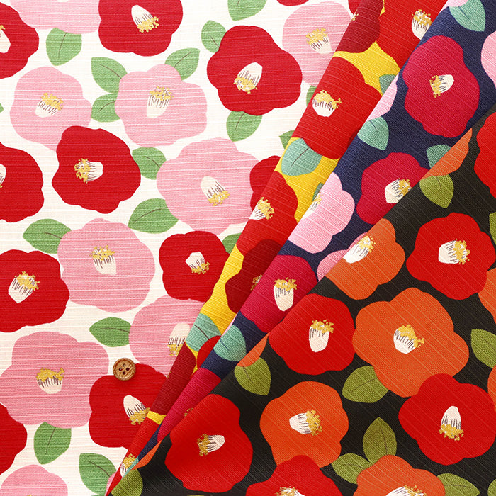 Cotton Shantung Print Fabric - Camellia - nomura tailor